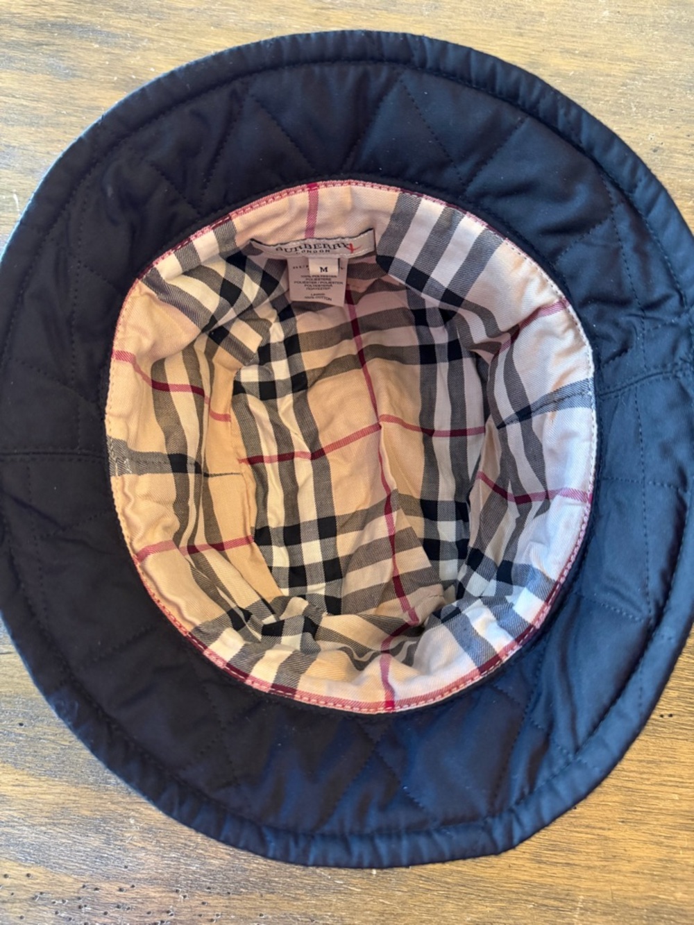 Burberry Panama Bucket Hat Nova Black Quilted Medium - Picture 6 of 10